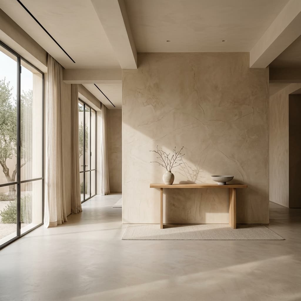 Beautiful architectural interior with microcement walls
